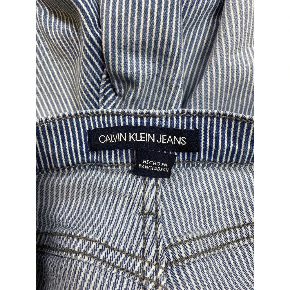 Calvin Klein Women's Blue/White Striped High Rise Shorts - 6 - Picture 3 of 4
